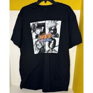 Naruto Shippuden T Shirt Men Black Short Sleeve Anime Tee Shirt Size L